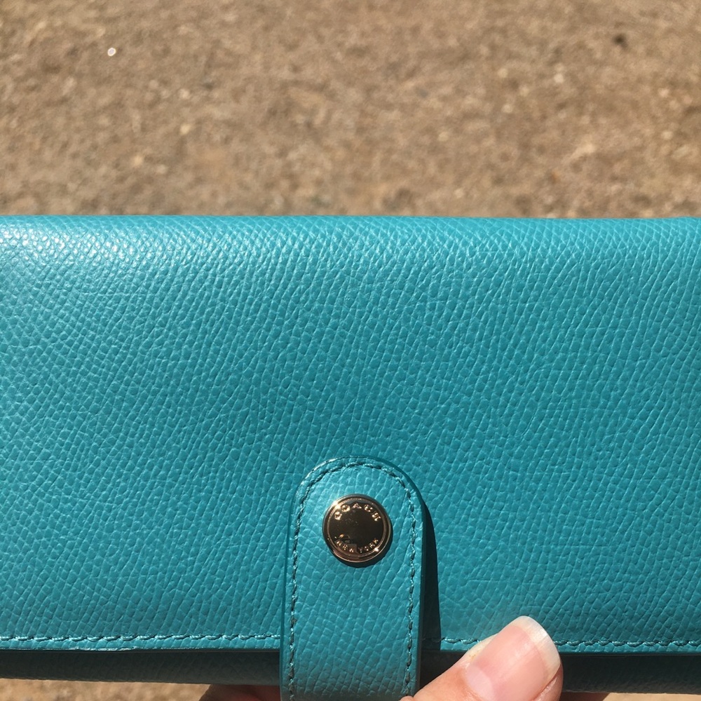 Brand new teal Coach wallet, clutch or wristlet